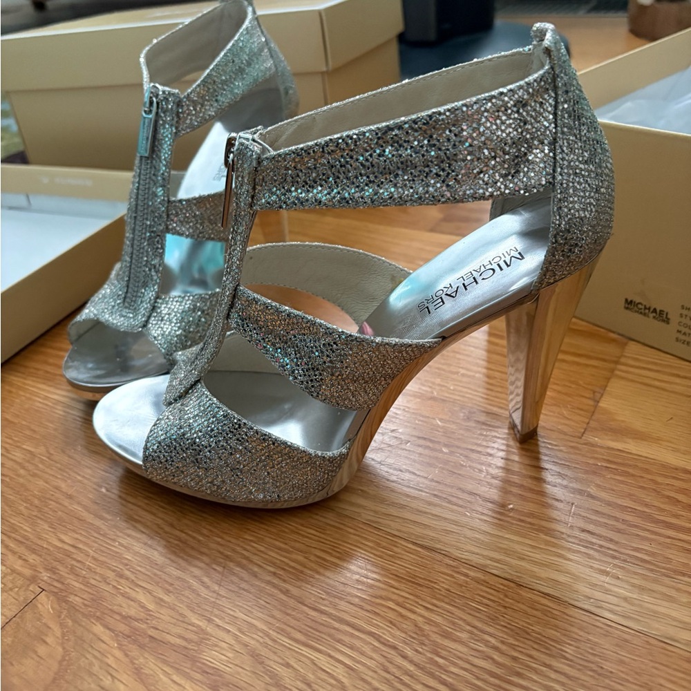 Michael Kors Silver Glitter Women's Heels